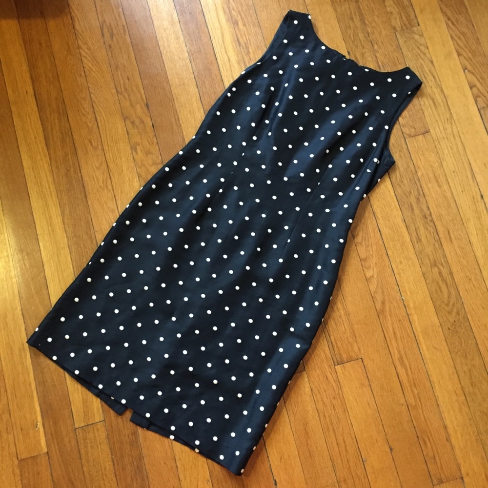 Talbots 100% silk black polka dot shift dress